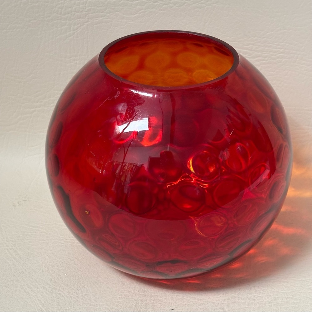 Vintage Amberina Coin Dot Thumbprint, Mid-Century Modern Vase - Picture 3 of 5